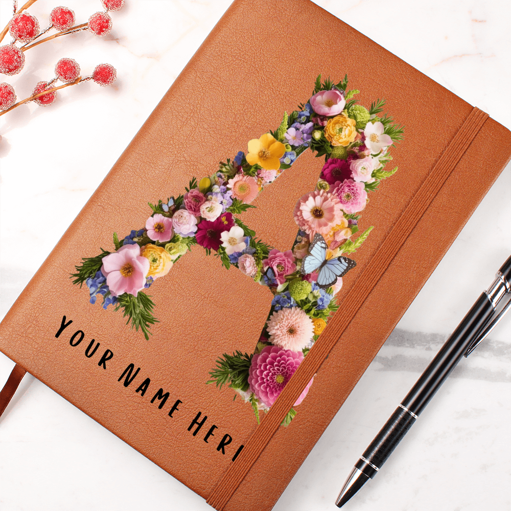 Personalised Letter Graphic Leather Journal