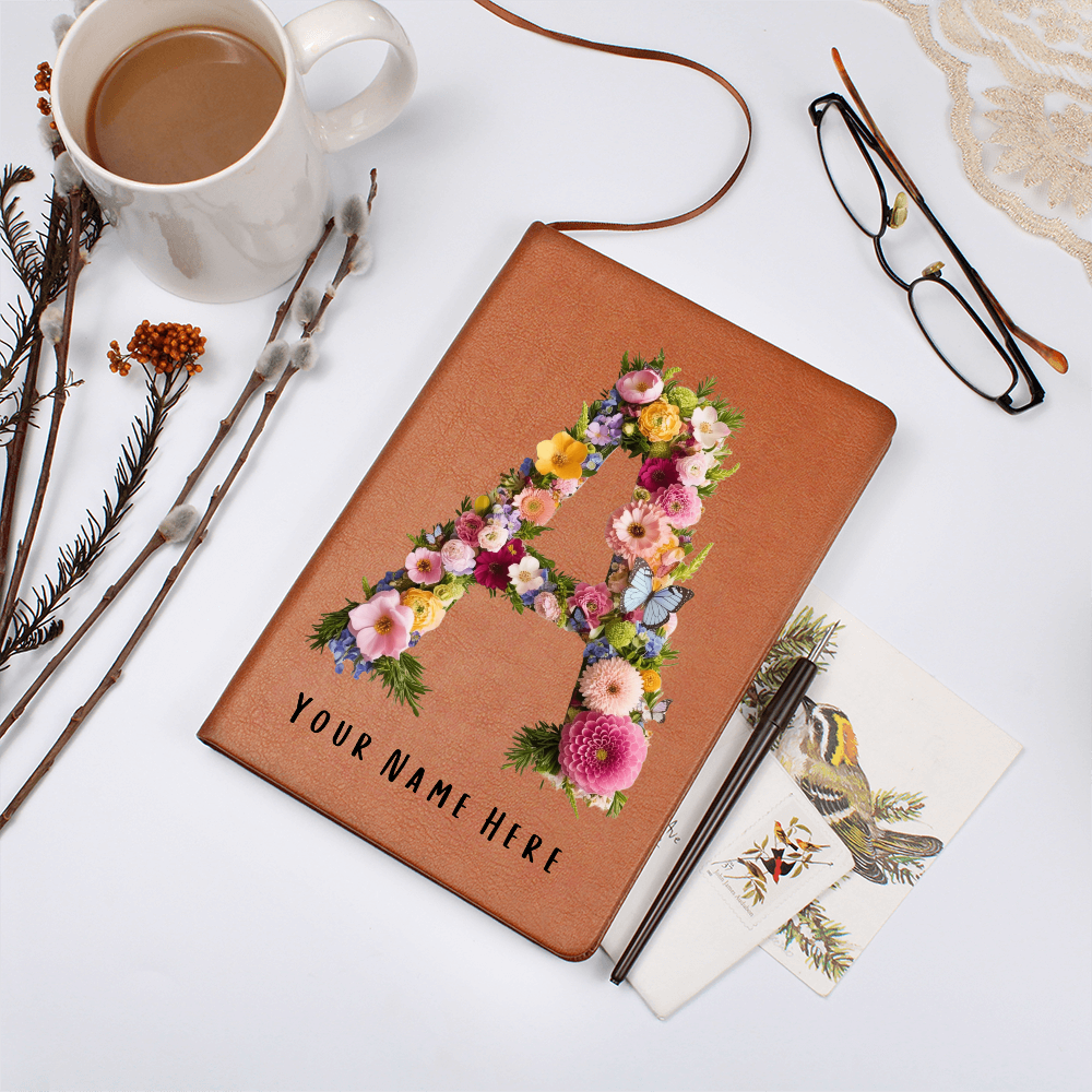 Personalised Letter Graphic Leather Journal