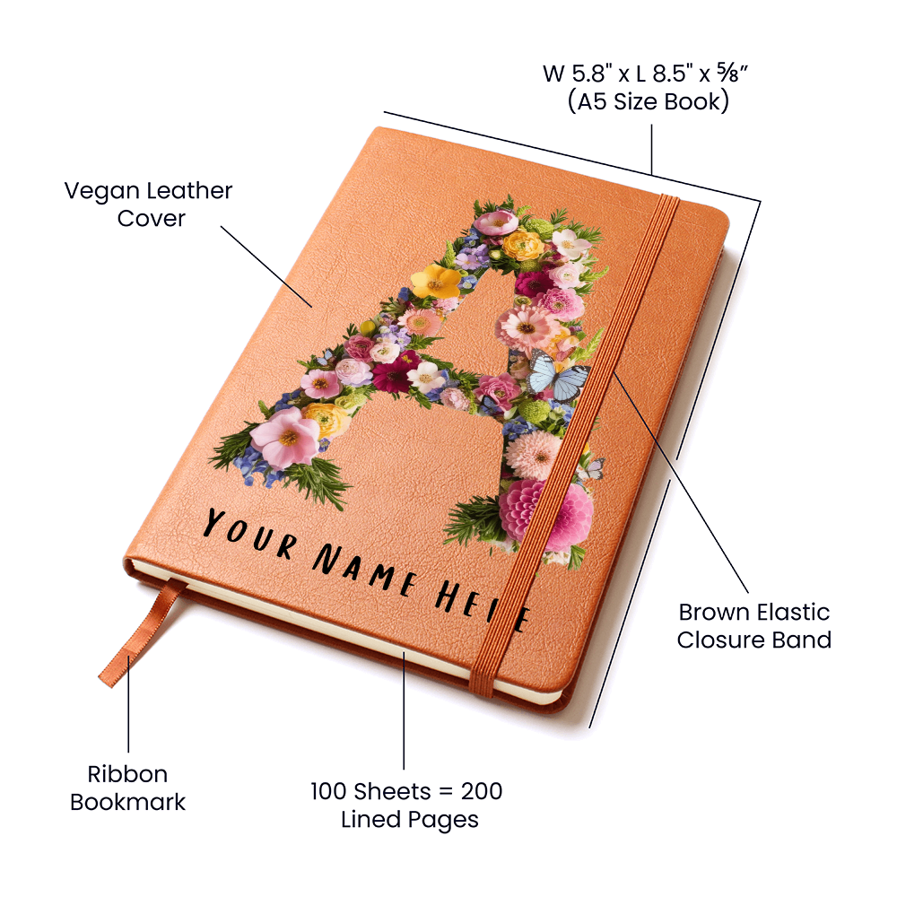 Personalised Letter Graphic Leather Journal