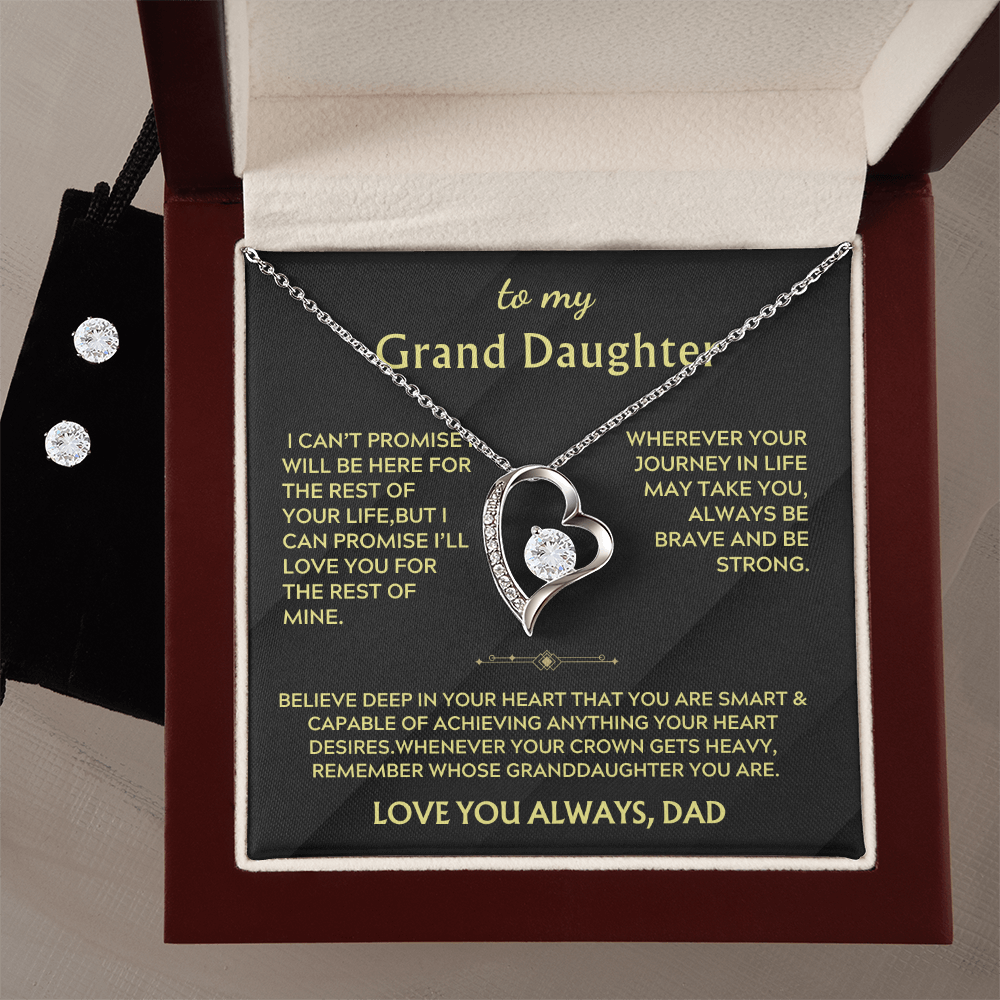 To My Granddaughter – Forever Love Necklace & Earring Set