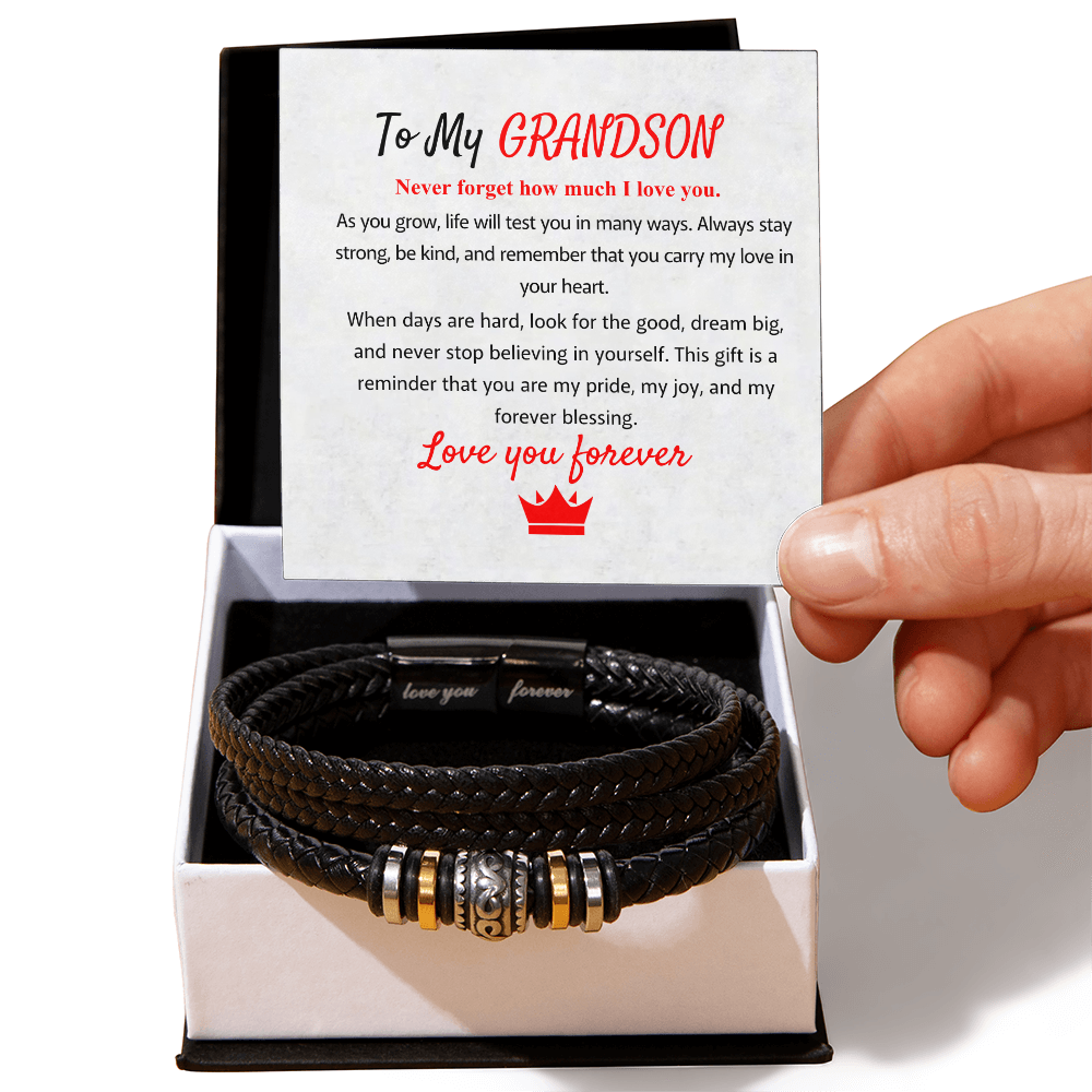 To My Grandson – Love You Forever Bracelet with Exclusive Message Card