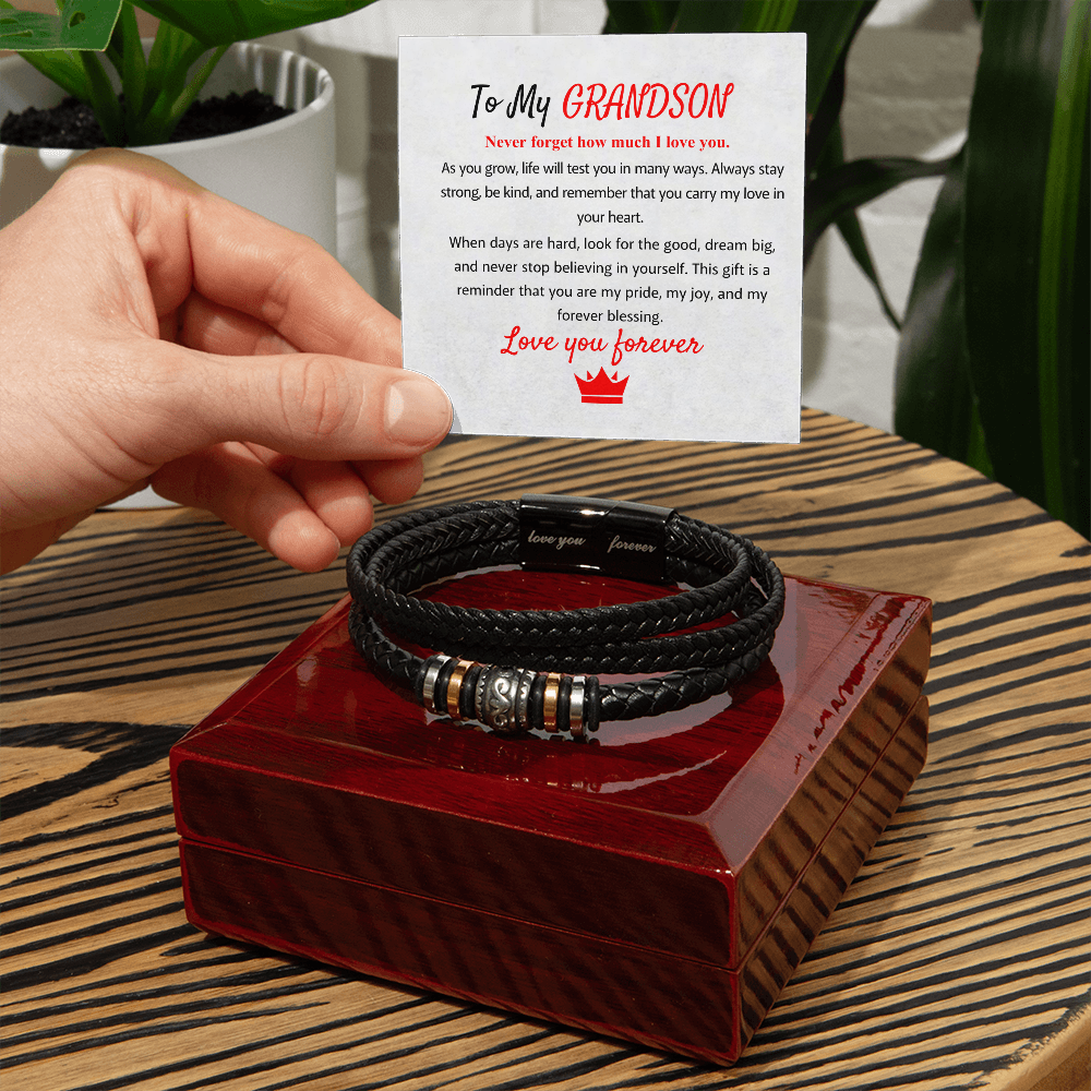 To My Grandson – Love You Forever Bracelet with Exclusive Message Card