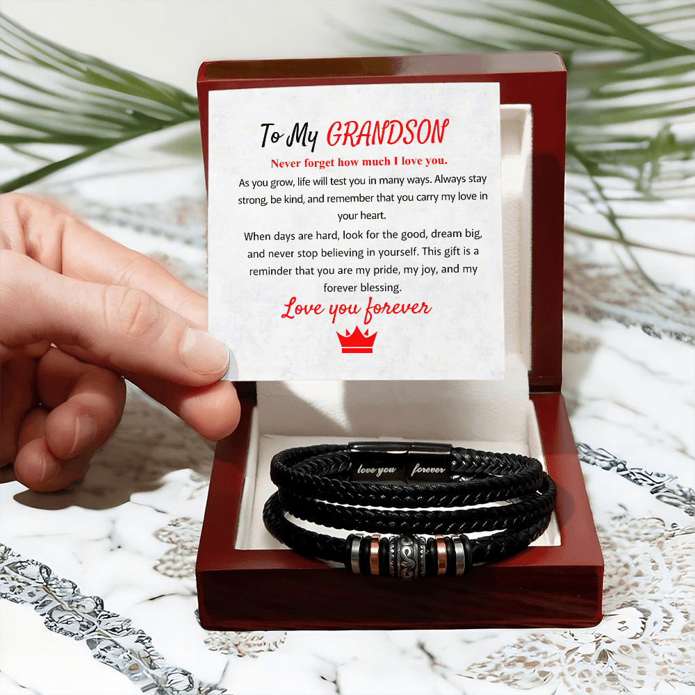To My Grandson – Love You Forever Bracelet with Exclusive Message Card