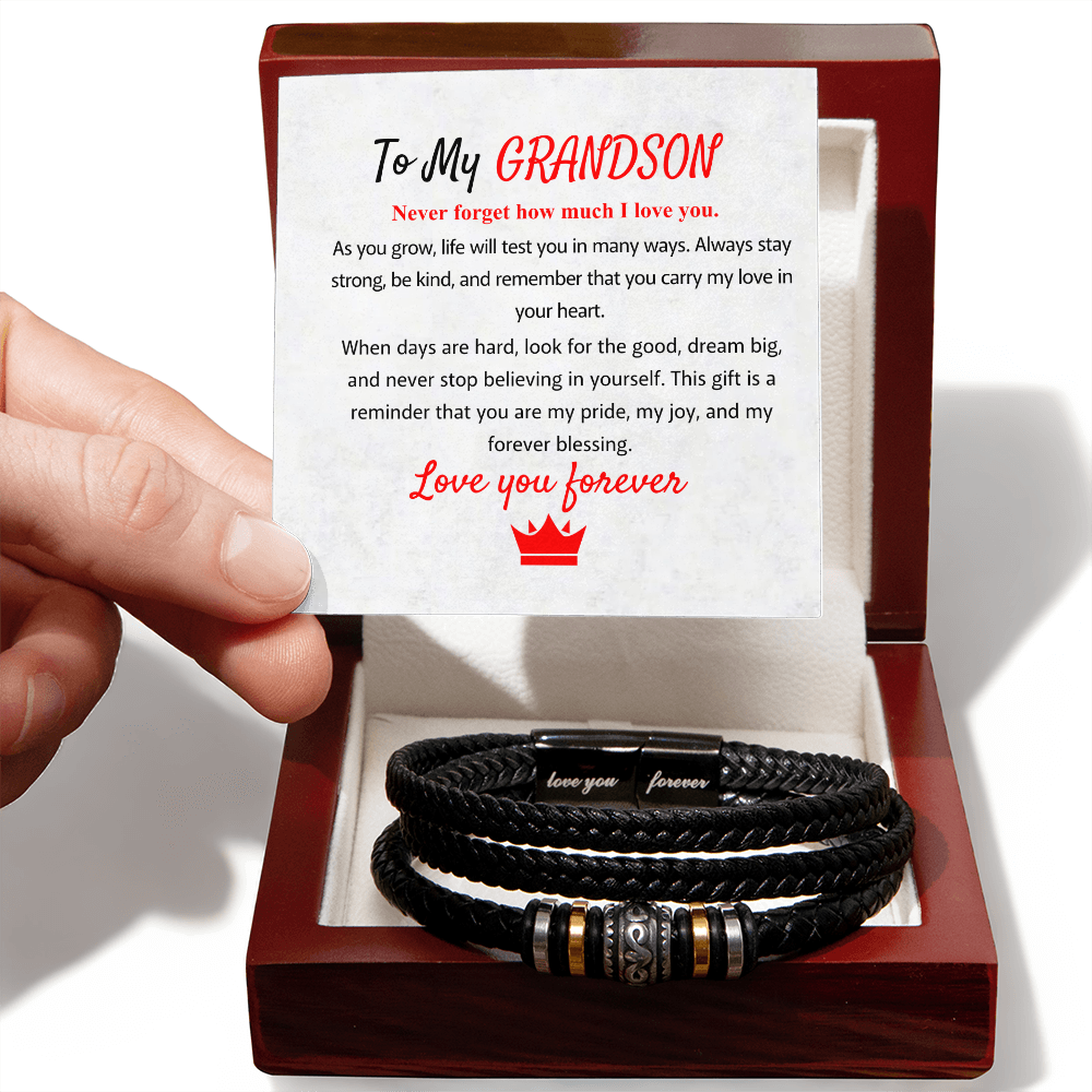 To My Grandson – Love You Forever Bracelet with Exclusive Message Card