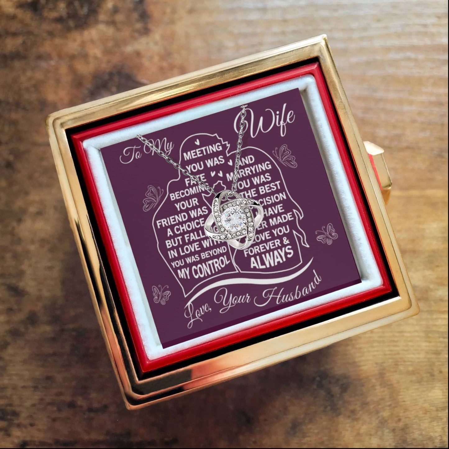 To My Wife - I love you forever - Love Knot Necklace