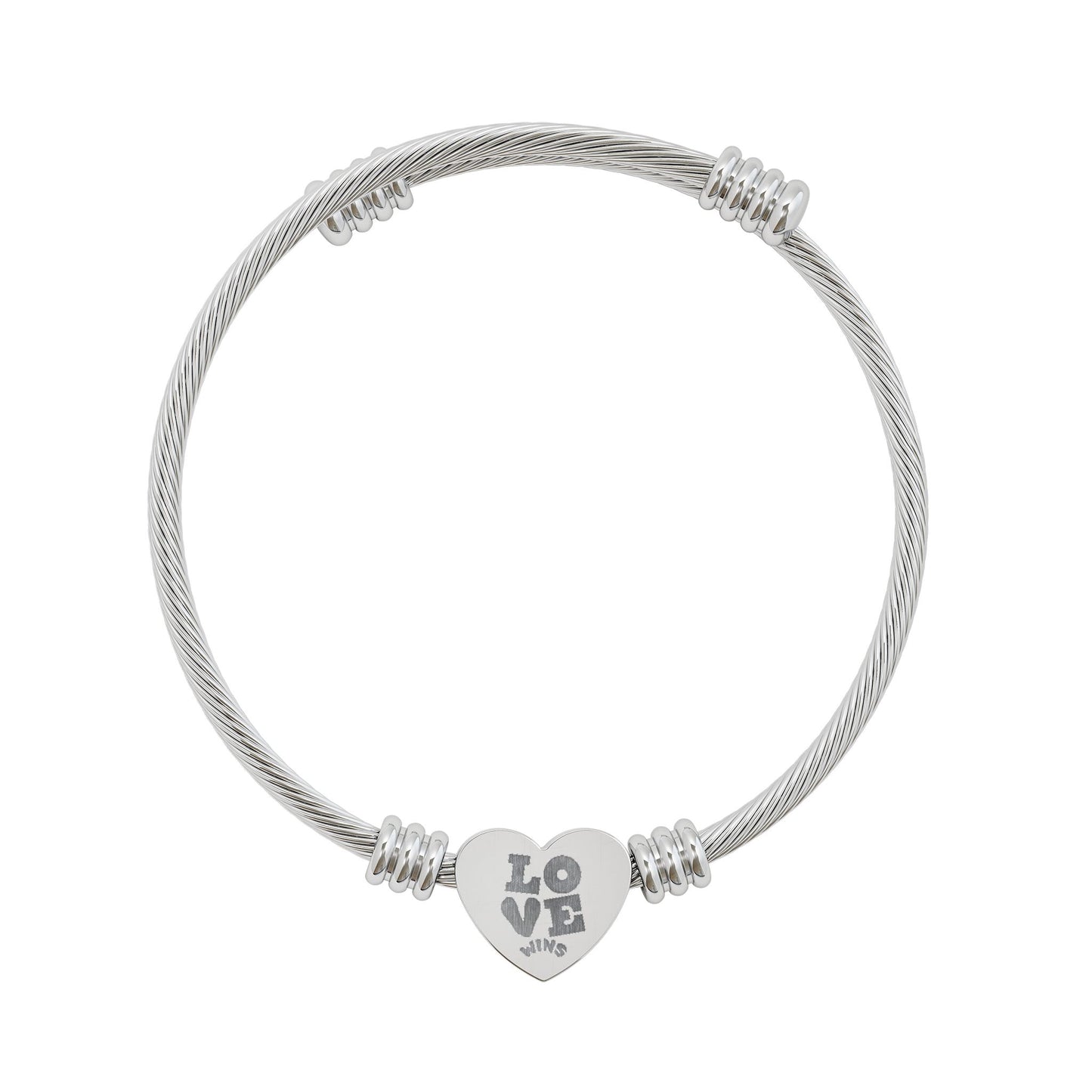 Heart Engraved Cuff Bracelet - Love Charm Jewelry