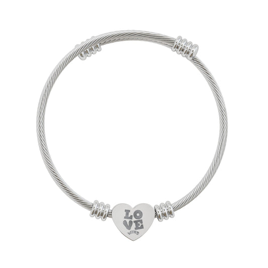 Heart Engraved Cuff Bracelet - Love Charm Jewelry