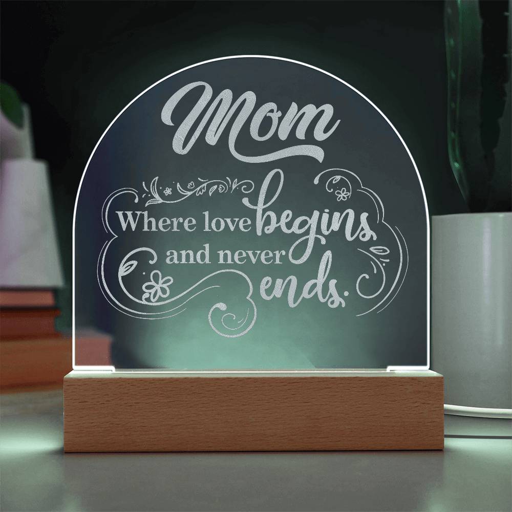 Acrylic Dome Plaque - Mom-where love