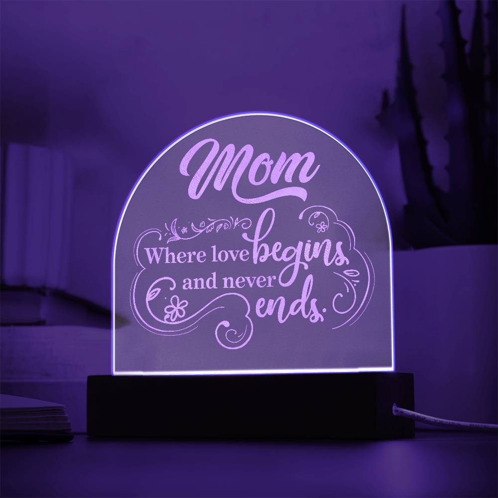 Acrylic Dome Plaque - Mom-where love