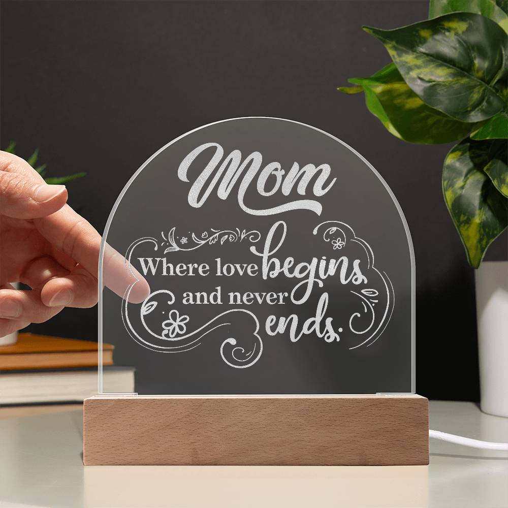 Acrylic Dome Plaque - Mom-where love