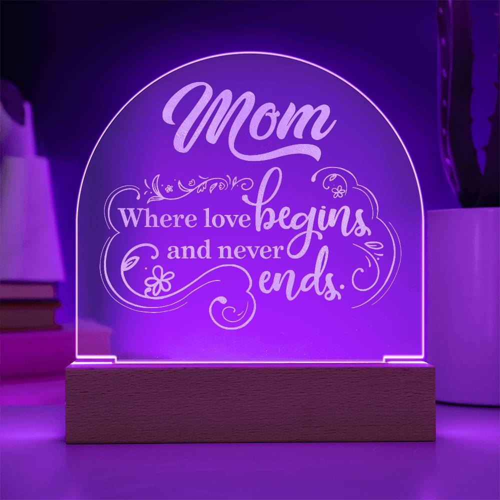 Acrylic Dome Plaque -Mom-where love