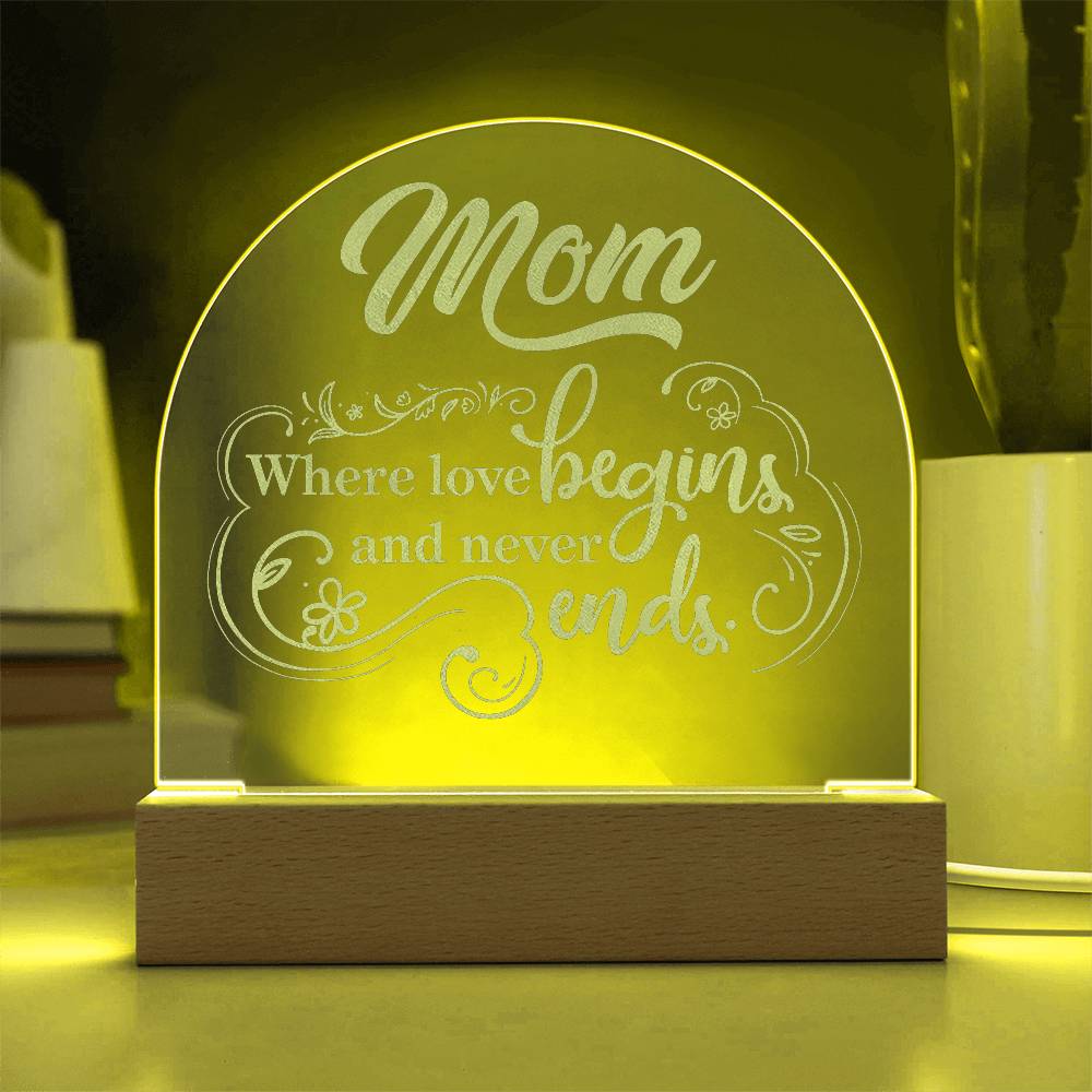 Acrylic Dome Plaque - Mom-where love