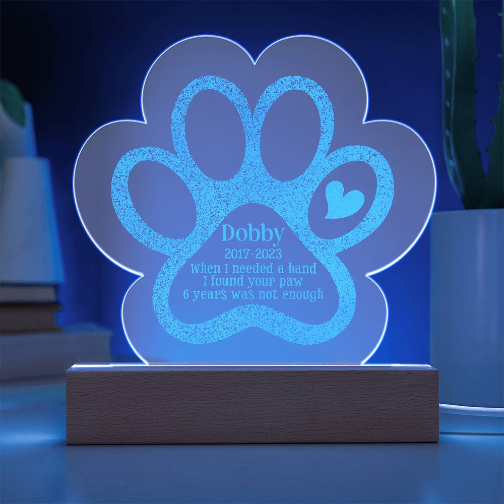 Acrylic Paw Plaque - Dobby