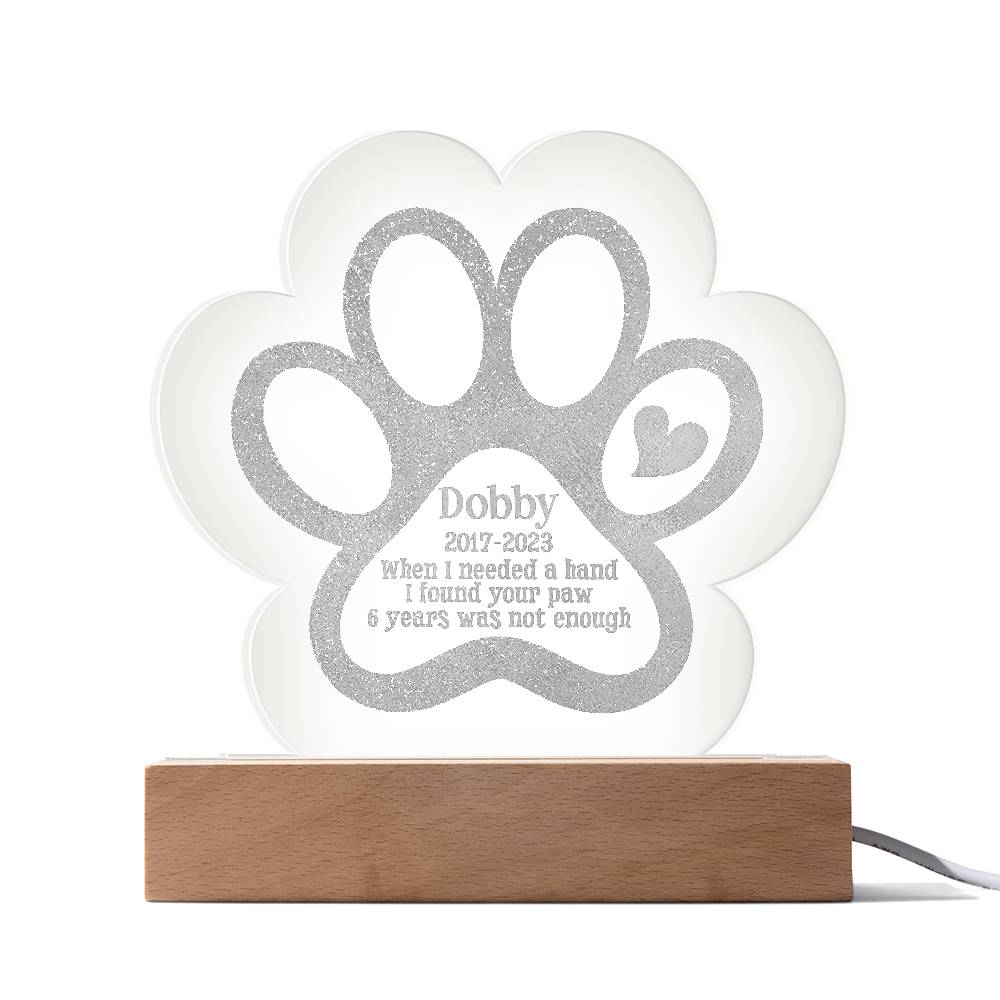 Acrylic Paw Plaque - Dobby