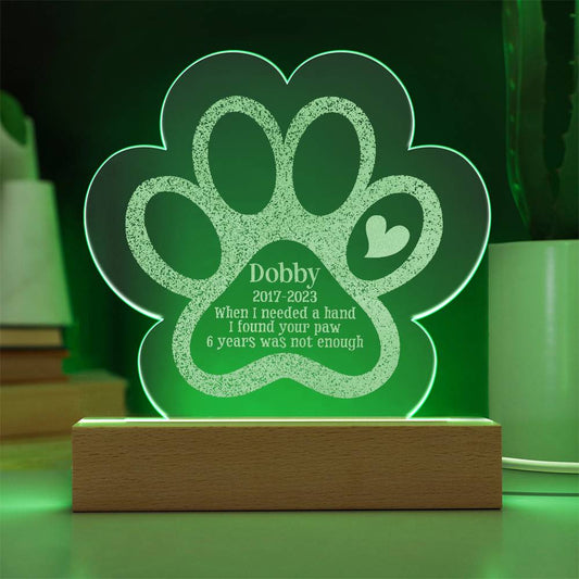 Acrylic Paw Plaque - Dobby