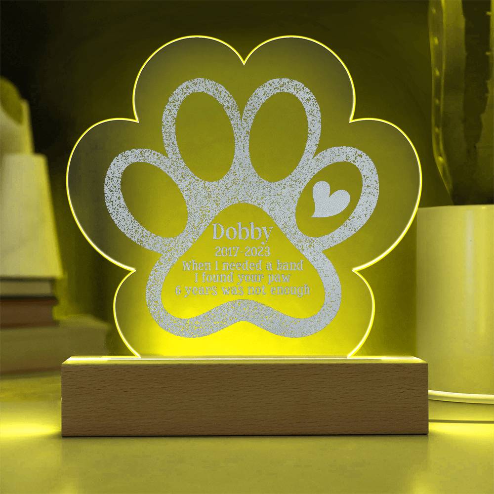 Acrylic Paw Plaque - Dobby