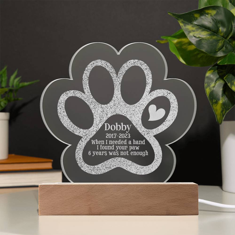 Acrylic Paw Plaque - Dobby