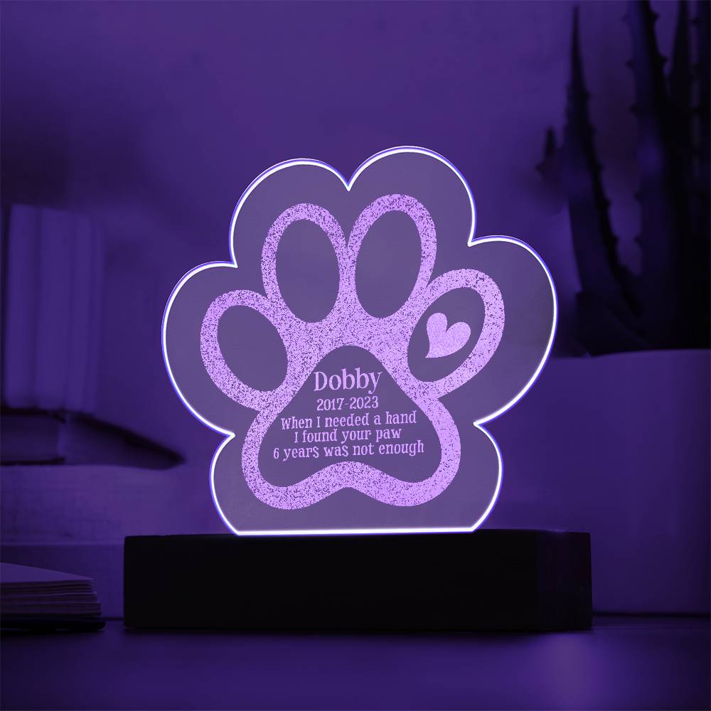 Acrylic Paw Plaque - Dobby