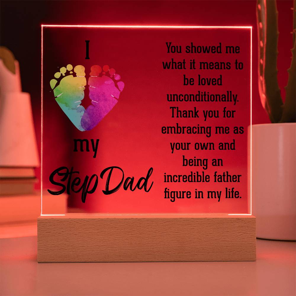 Acrylic Square Plaque - Dad-I Love My Step Dad