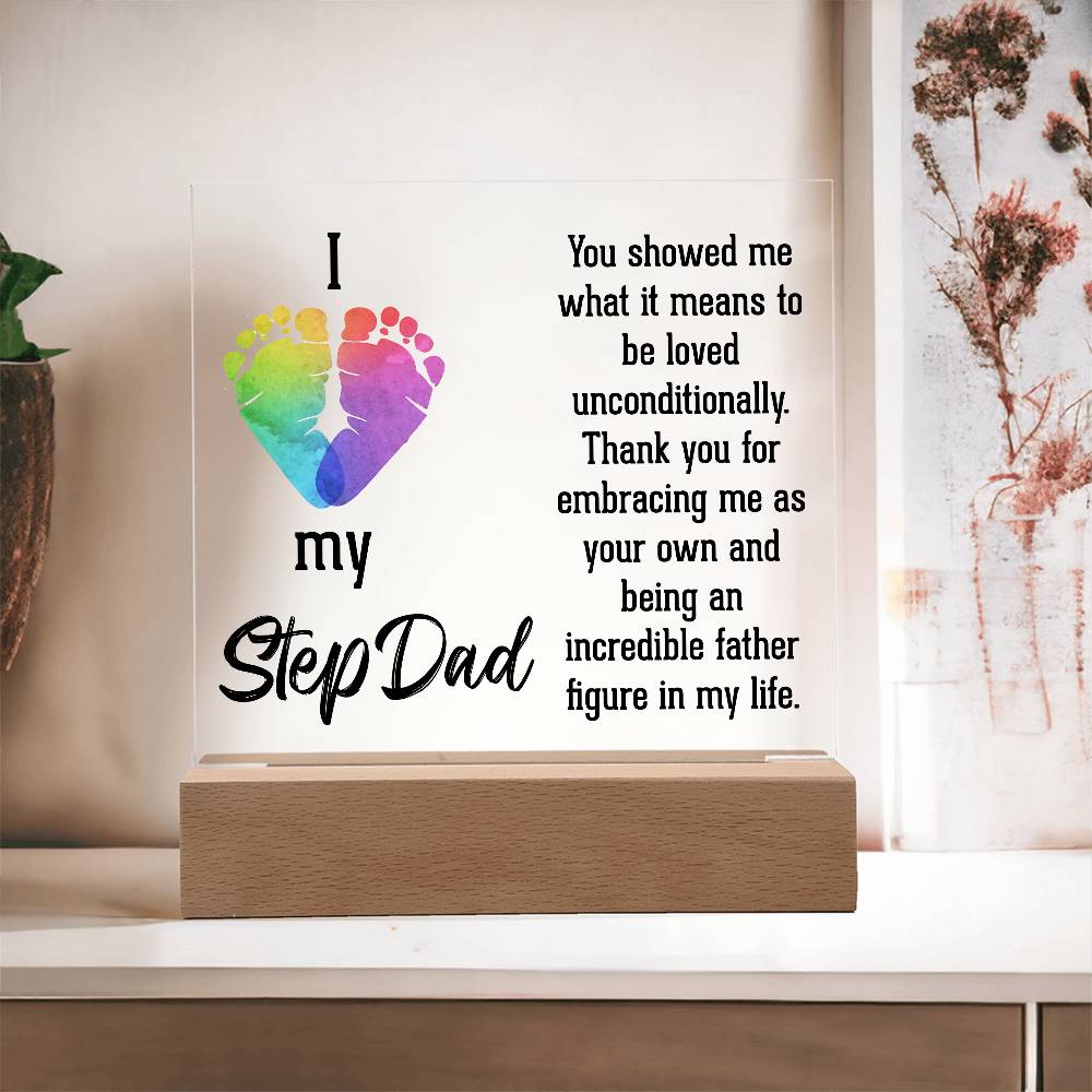 Acrylic Square Plaque - Dad-I Love My Step Dad