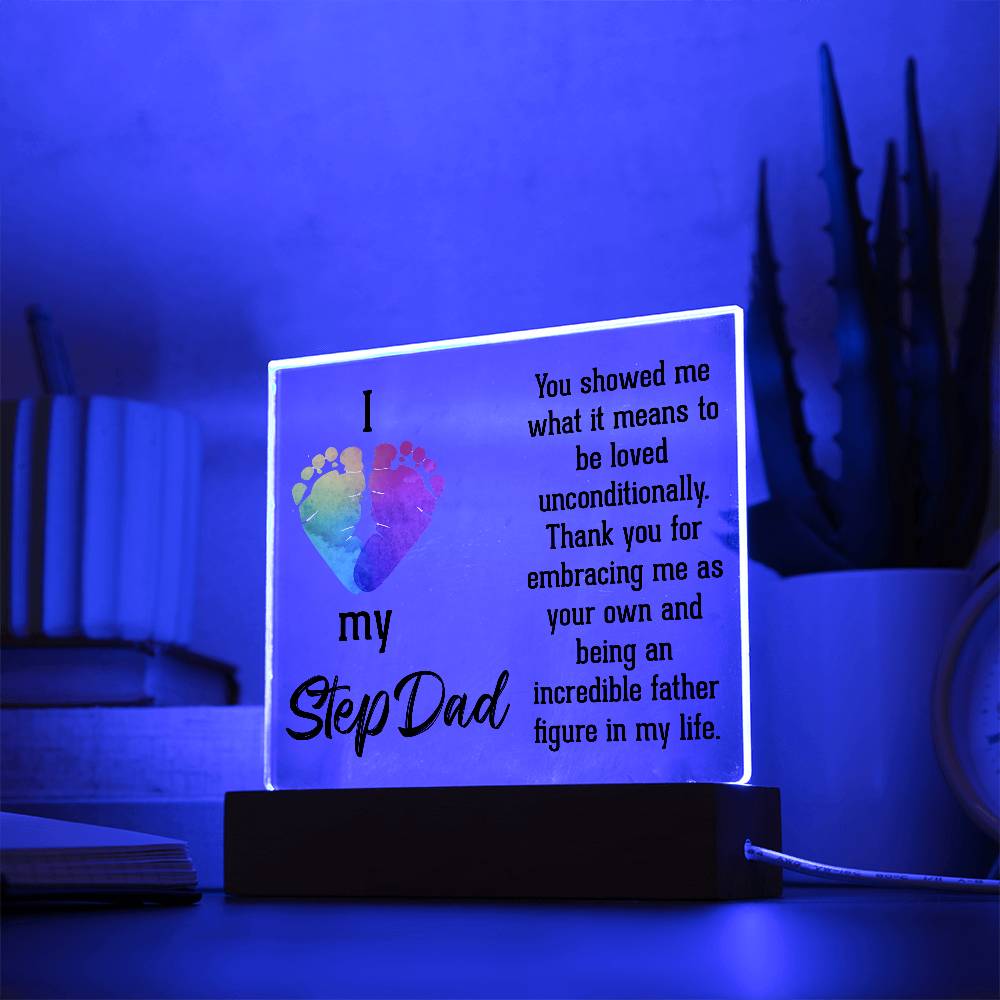 Acrylic Square Plaque - Dad-I Love My Step Dad