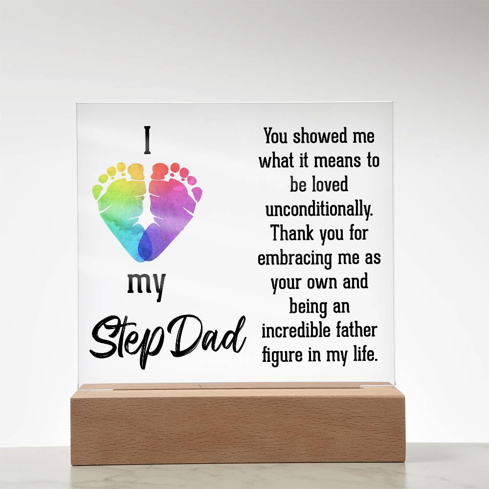 Acrylic Square Plaque - Dad-I Love My Step Dad