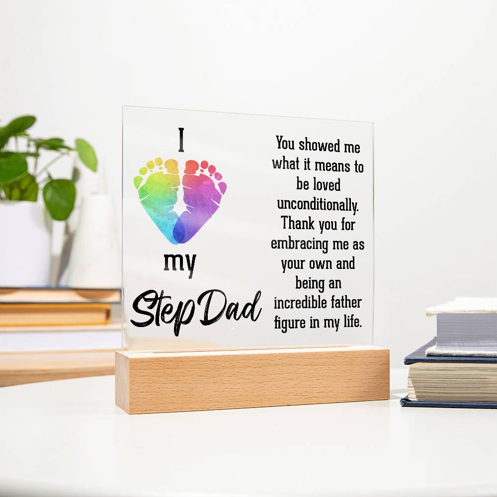 Acrylic Square Plaque - Dad-I Love My Step Dad