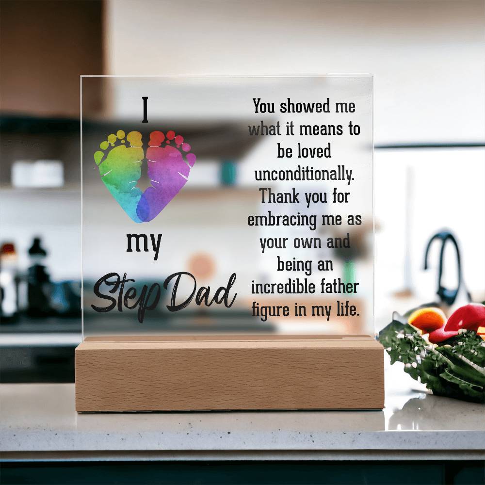 Acrylic Square Plaque - Dad-I Love My Step Dad