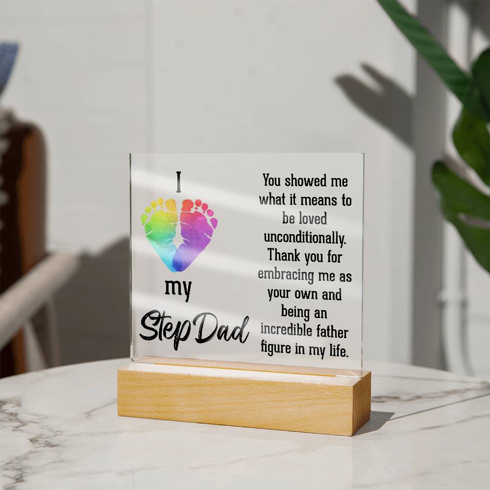 Acrylic Square Plaque - Dad-I Love My Step Dad