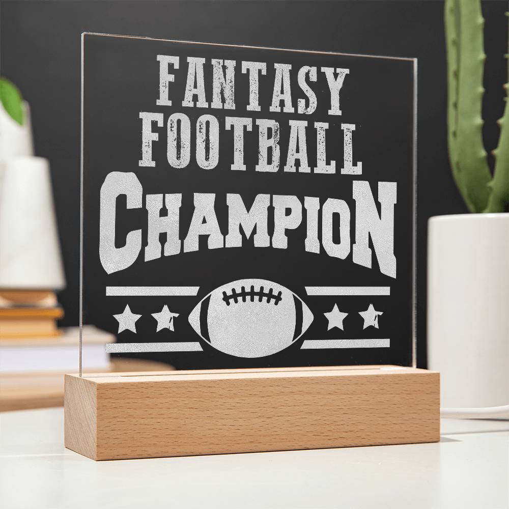 Acrylic Square Plaque - FANTASY FOOTBALL CHAMPION