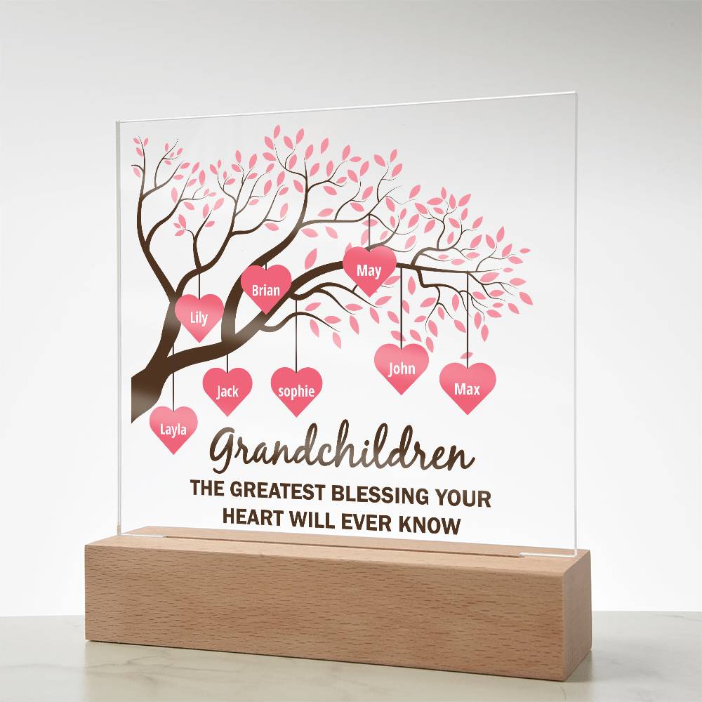 Acrylic Square Plaque - Grandchildren-Personalized