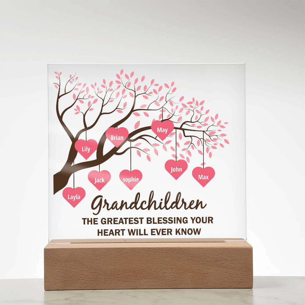 Acrylic Square Plaque - Grandchildren-Personalized