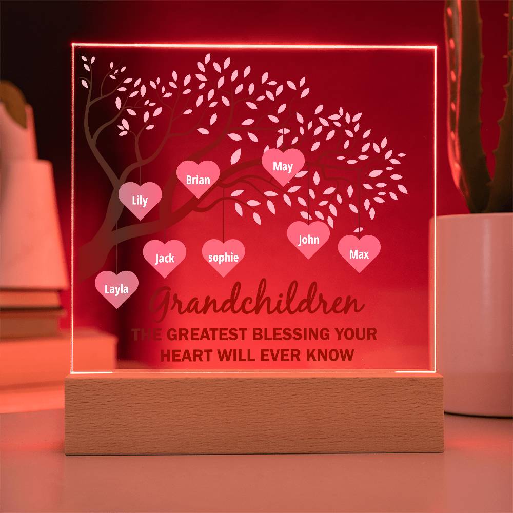 Acrylic Square Plaque - Grandchildren-Personalized