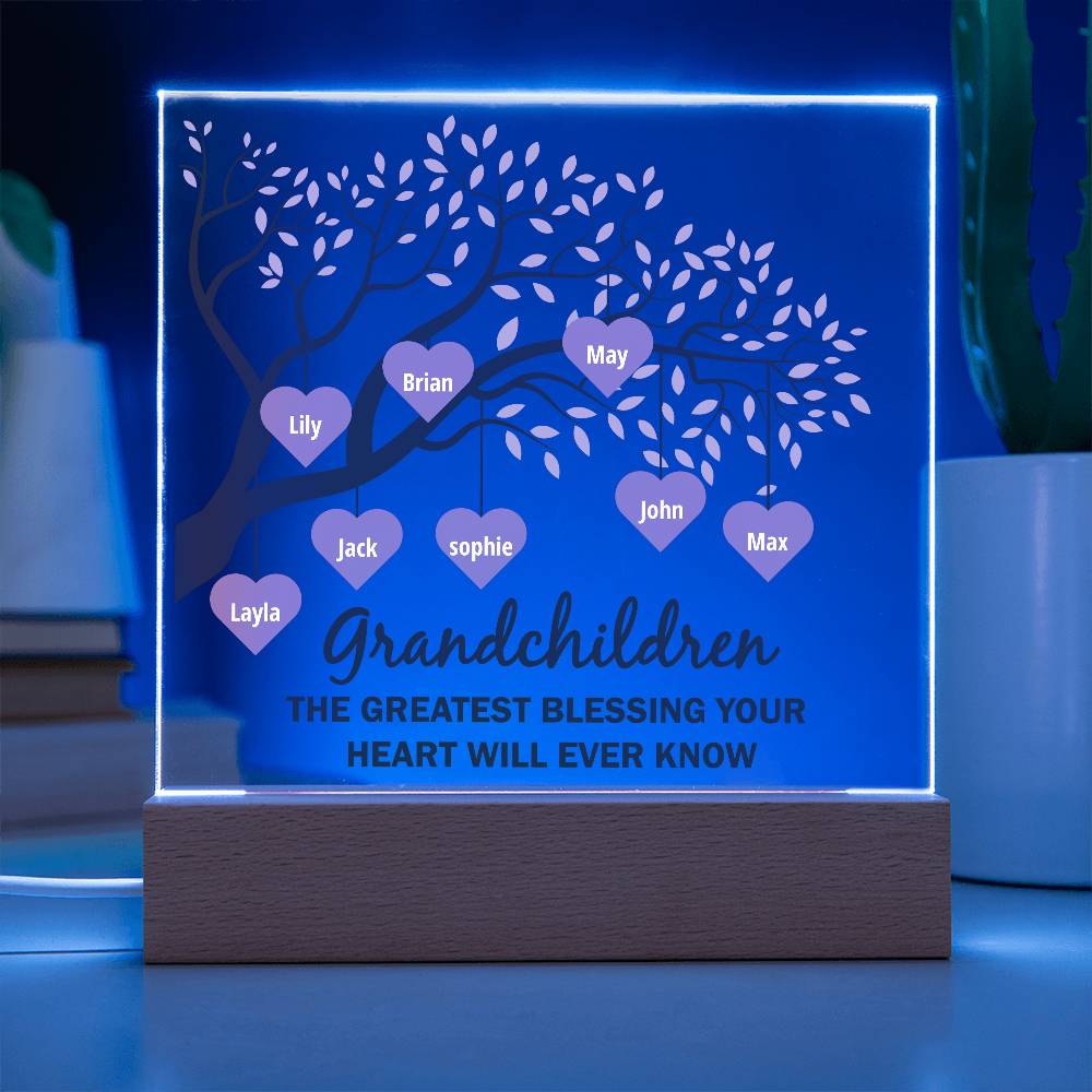 Acrylic Square Plaque - Grandchildren-Personalized