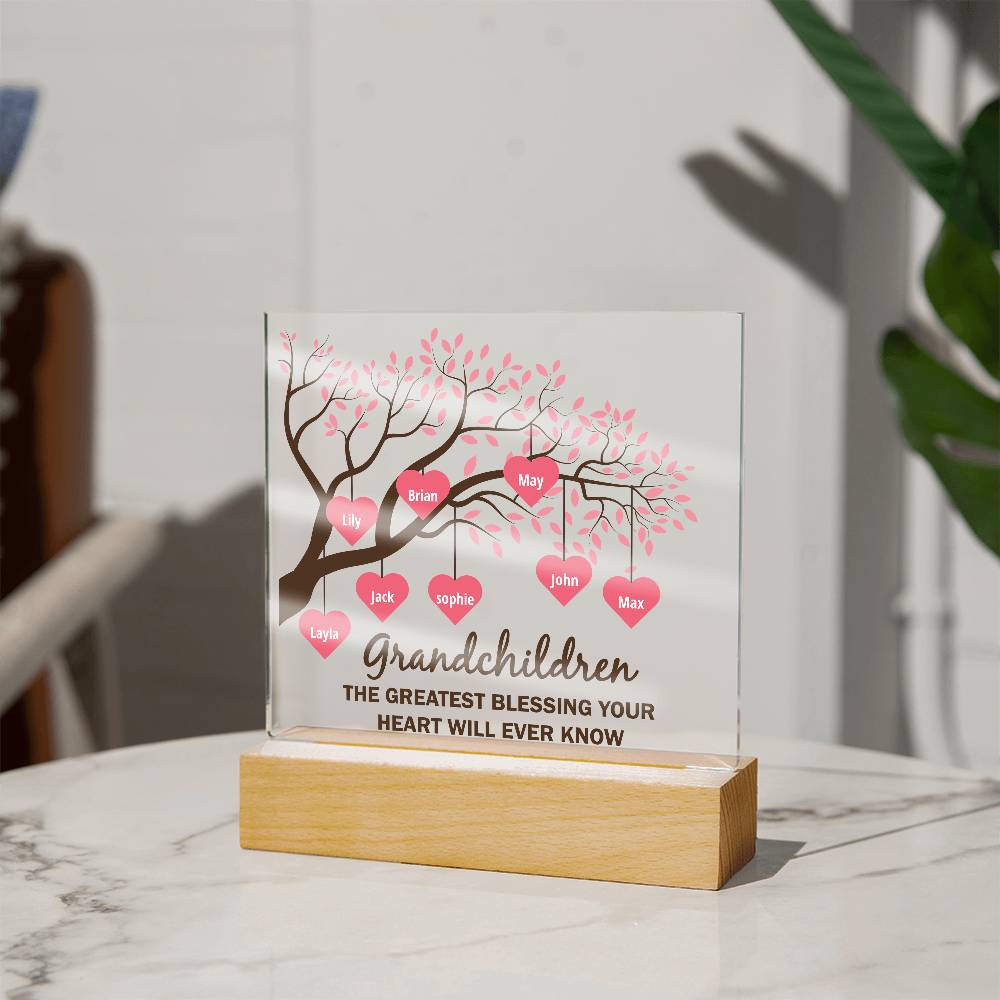 Acrylic Square Plaque - Grandchildren-Personalized