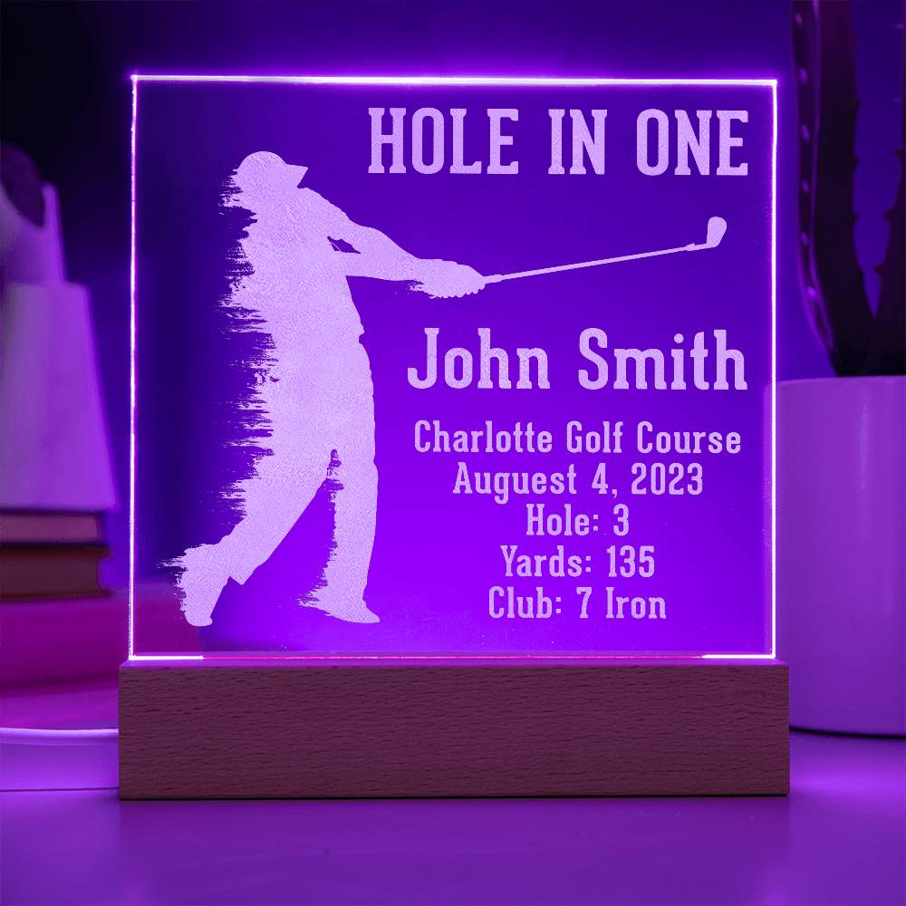 Acrylic Square Plaque - Hole in one