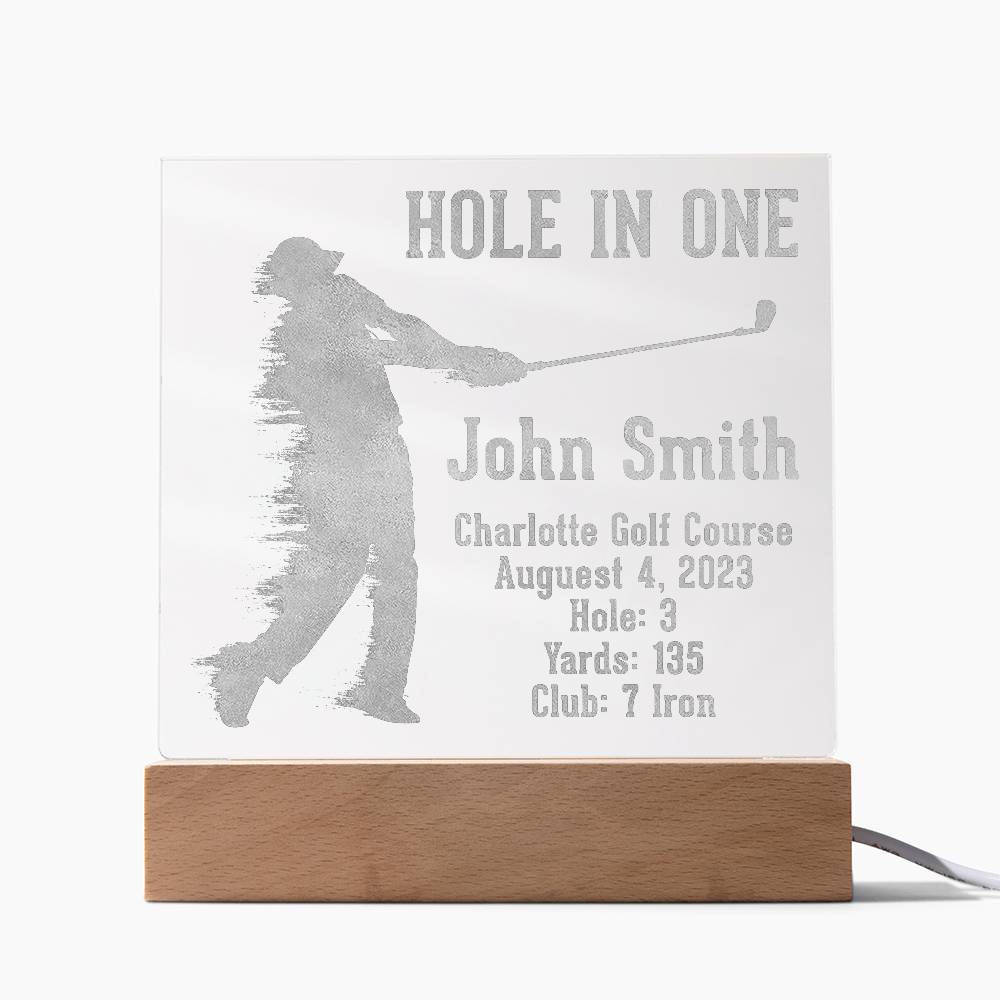 Acrylic Square Plaque - Hole in one