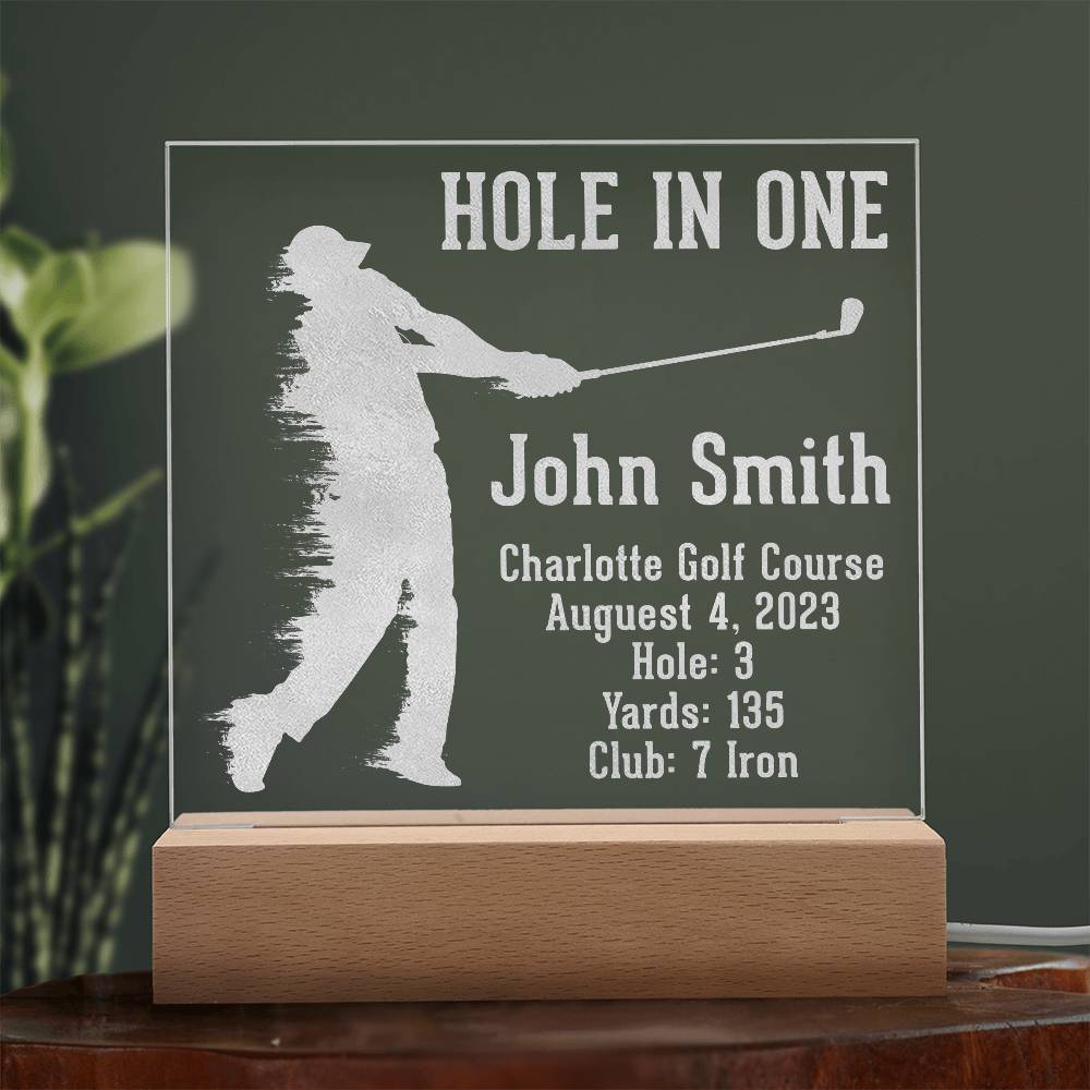 Acrylic Square Plaque - Hole in one