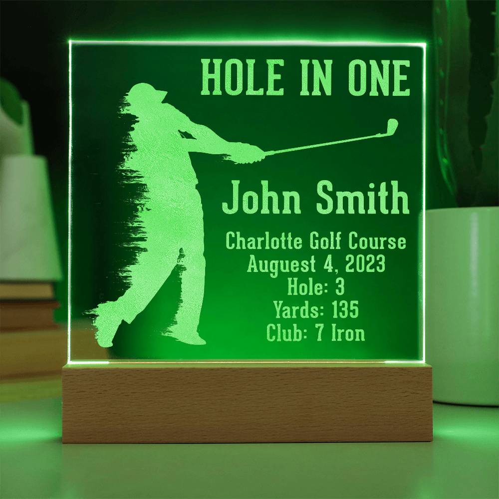 Acrylic Square Plaque - Hole in one