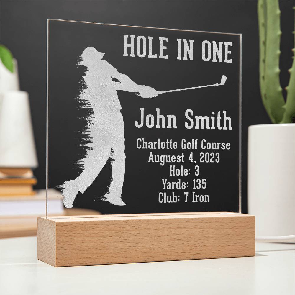 Acrylic Square Plaque - Hole in one