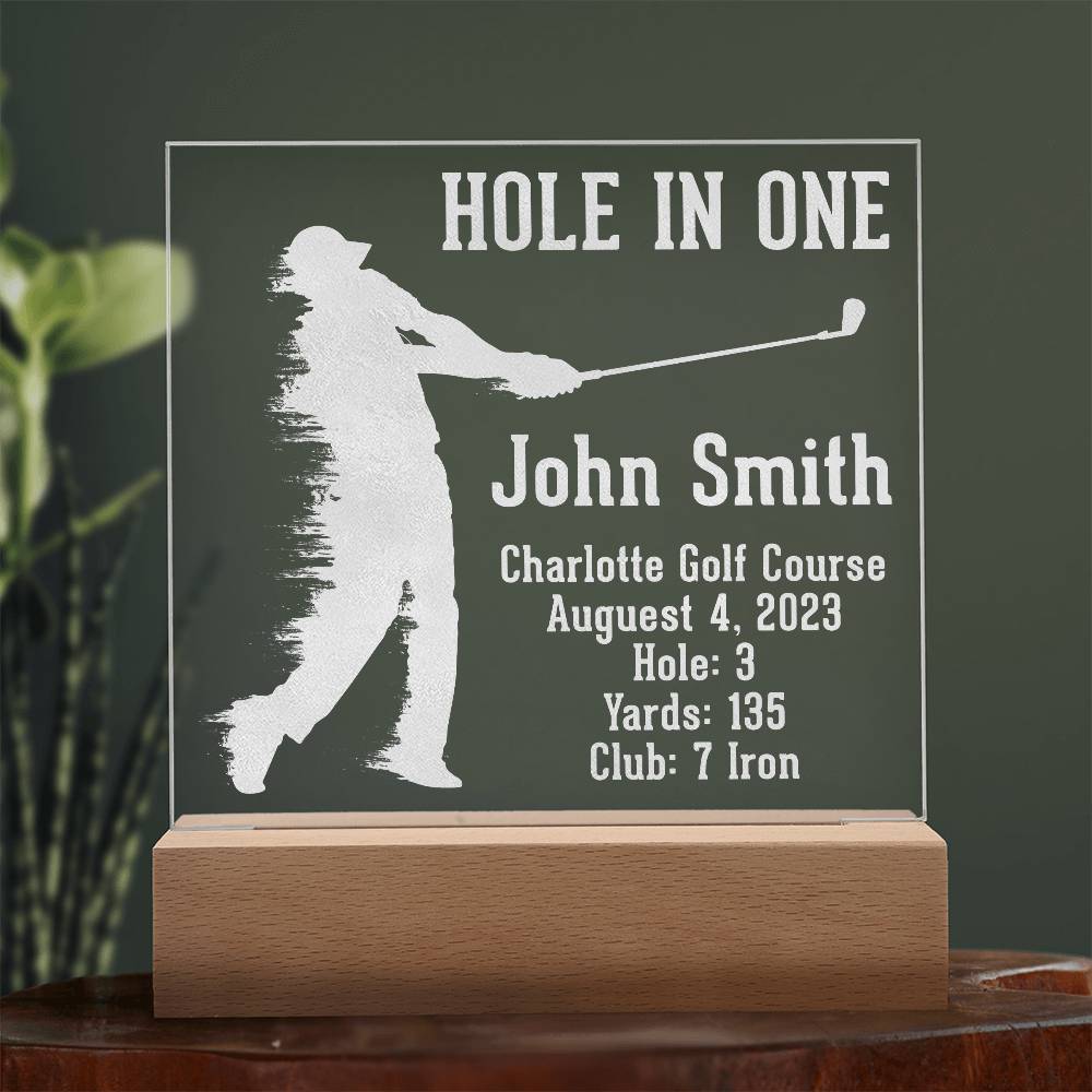 Acrylic Square Plaque - Hole in one