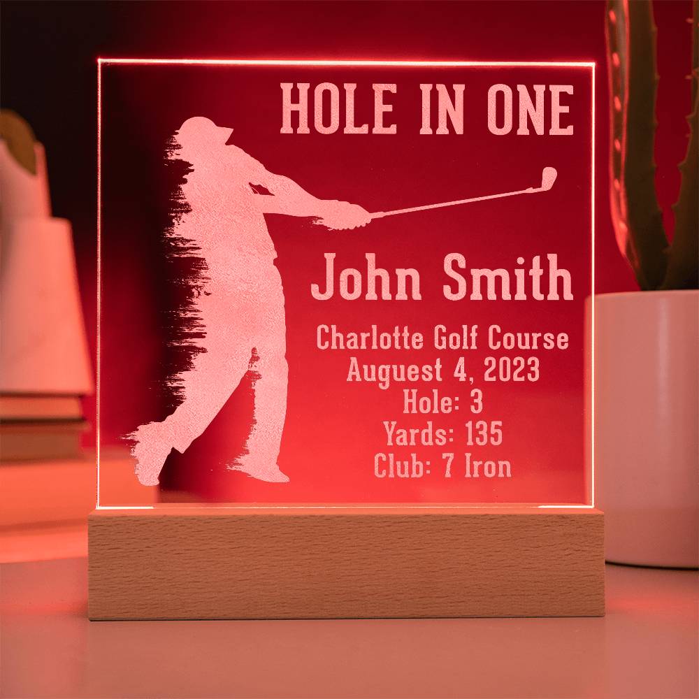 Acrylic Square Plaque - Hole in one