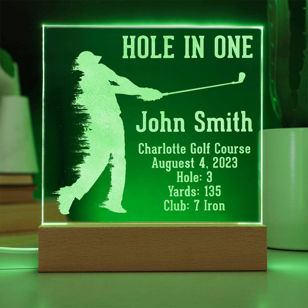 Acrylic Square Plaque - Hole in one