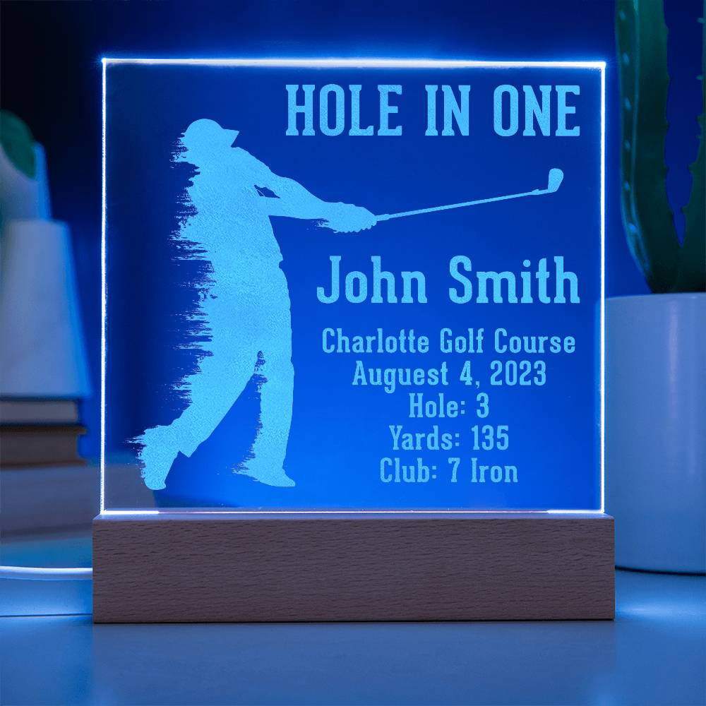 Acrylic Square Plaque - Hole in one