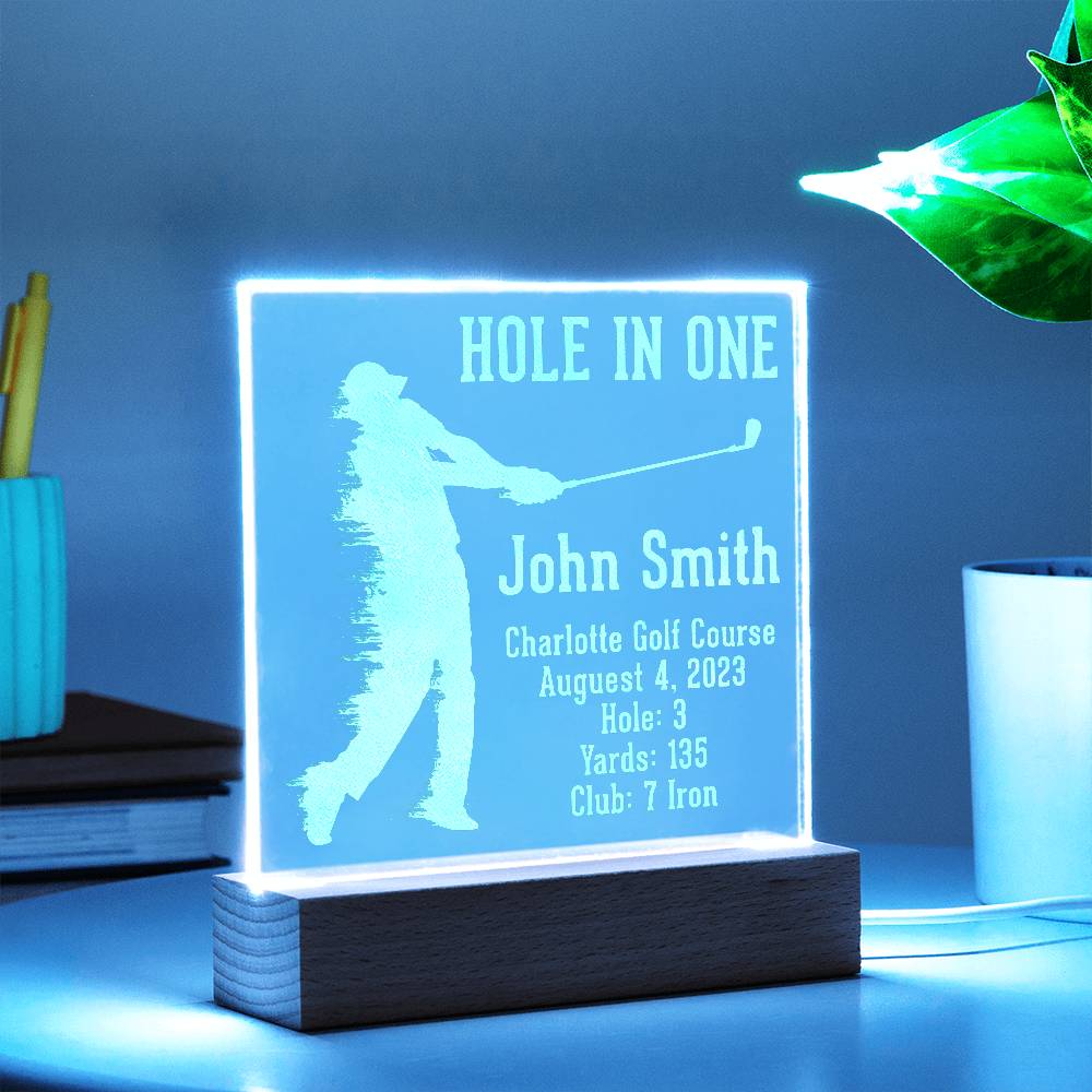 Acrylic Square Plaque - Hole in one