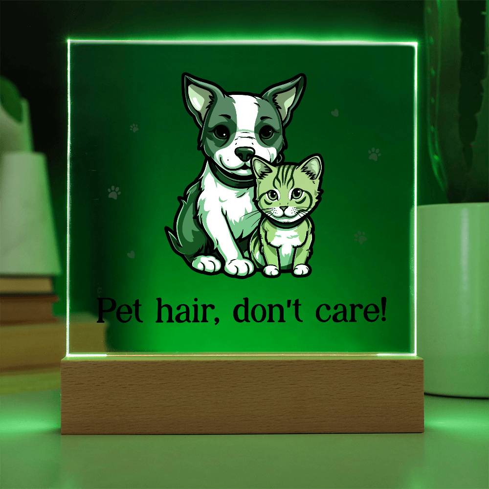 Acrylic Square Plaque - Pet Hair, Don't Care!