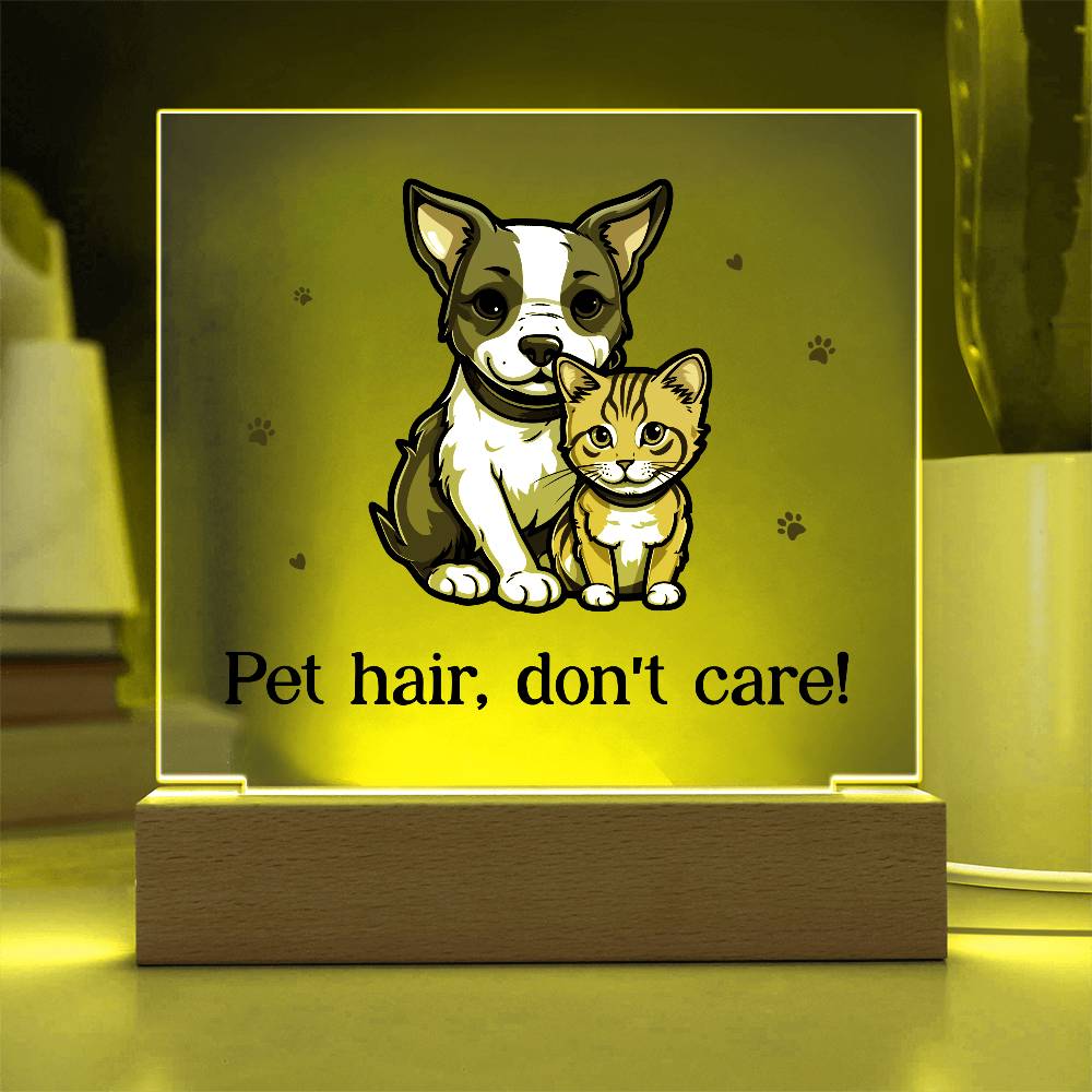 Acrylic Square Plaque - Pet Hair, Don't Care!