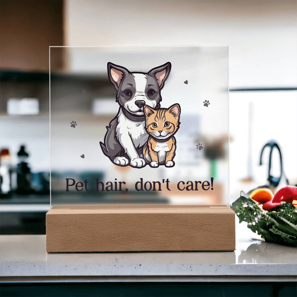 Acrylic Square Plaque - Pet Hair, Don't Care!