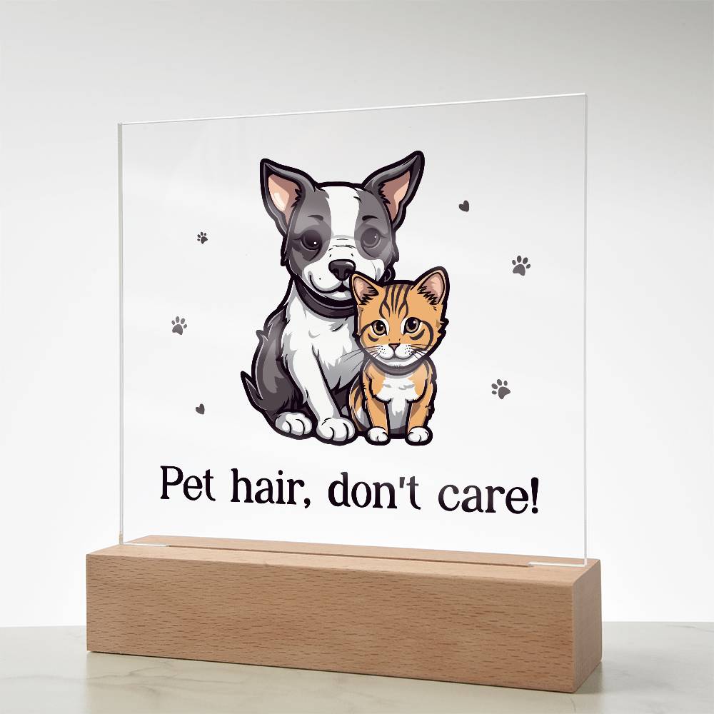 Acrylic Square Plaque - Pet Hair, Don't Care!