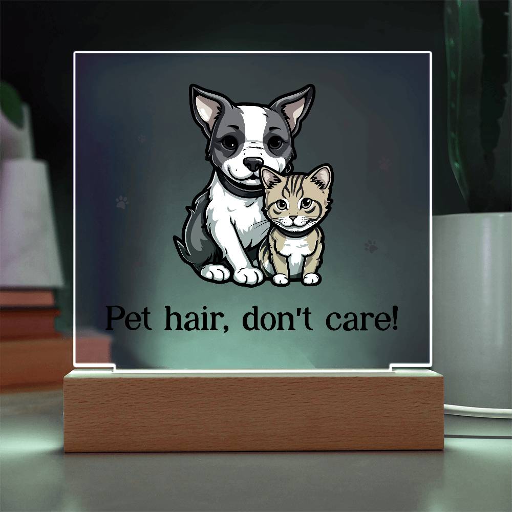 Acrylic Square Plaque - Pet Hair, Don't Care!